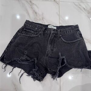 Abercrombie & Fitch Frayed Black Jean Shorts
